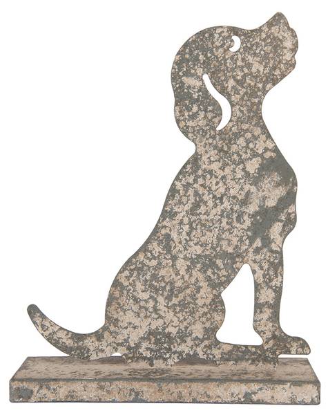 Decoratie Beeld Hond Deco&Agap grijs - metaal - 8 x 24 x 20 cm