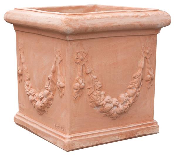 Pot carre FLORAL Marron - Terre cuite - 44 x 44 x 44 cm