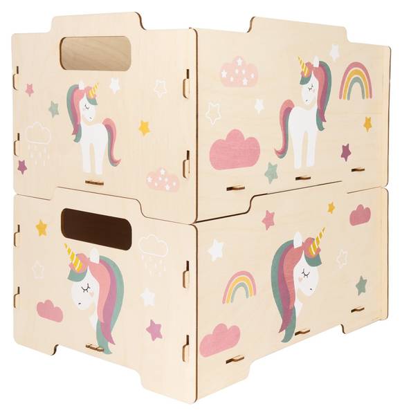 Aufbewahrungsboxen  Kinder 2er Set Pink - Holz teilmassiv - 27 x 19 x 35 cm