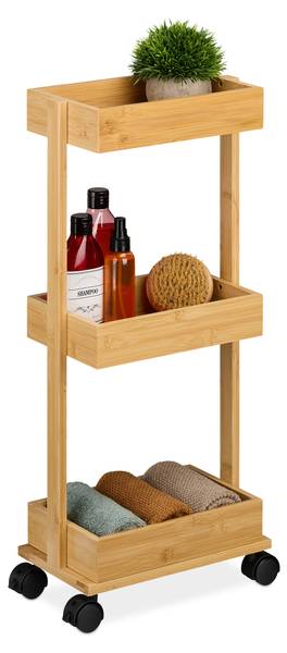 Bambus Rollwagen 3 Ebenen Braun - Bambus - Holzwerkstoff - Kunststoff - 31 x 72 x 18 cm