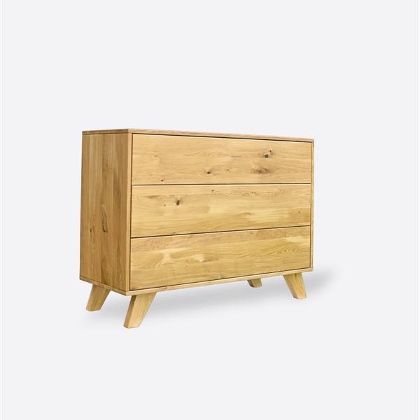 Eichen Kommode mit 3 Schubladen NESS Braun - Eiche - 120 x 90 x 45 cm