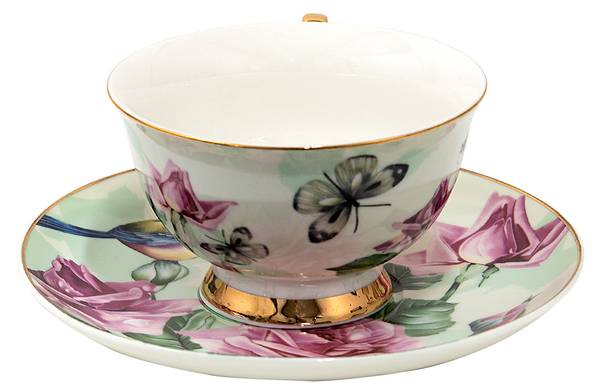 Kop en Schotel Leon&Cups groen - porselein - 10 x 6 x 12 cm