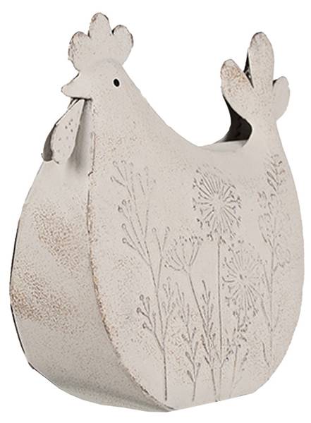 Figur Huhn DekoEaster-Kyson Weiß - Metall - 6 x 14 x 15 cm