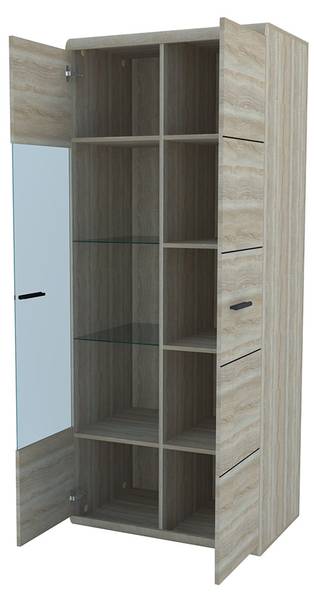 Hochvitrine Link Braun - Holzwerkstoff - 80 x 194 x 37 cm