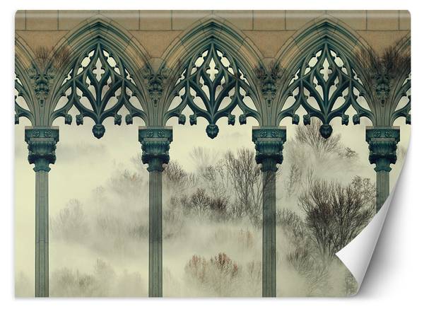 Fototapete Bäume Nebel Säulen 350 x 245 cm