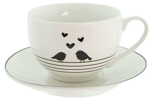 Tasse mit Untertasse Oscar&Cups Weiß - Porzellan - 14 x 9 x 14 cm
