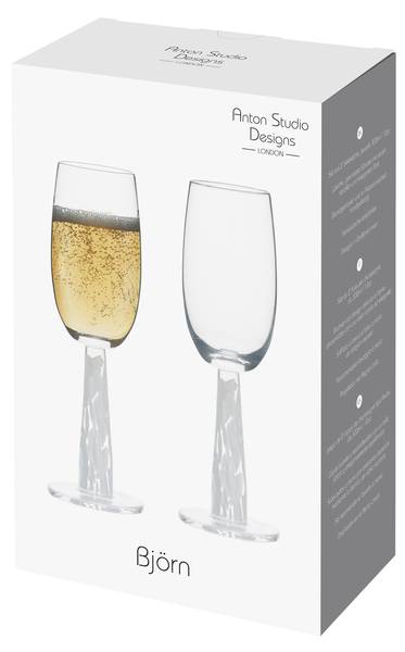 Champagnerflöte Björn 2er-Set Weiß - Glas - 12 x 22 x 6 cm