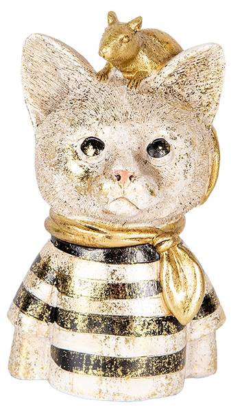 Dekorationsfigur Katze Deco&Lexander Weiß - Kunststoff - 9 x 18 x 11 cm