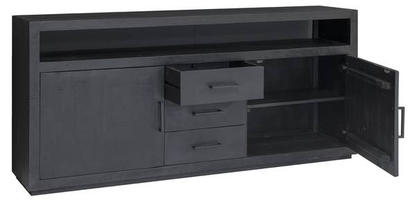 Anrichte Jaxx Schwarz - Holzwerkstoff - 180 x 85 x 40 cm