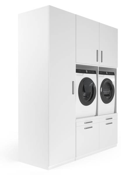 Waschmaschinenschrank Stockholm Weiß - Holzwerkstoff - 193 x 235 x 70 cm