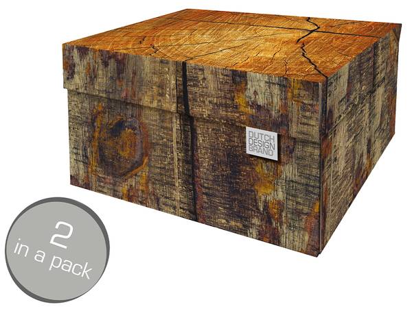 Speicherbox Tree Trunk 2er Set Braun - Papier - 25 x 17 x 34 cm