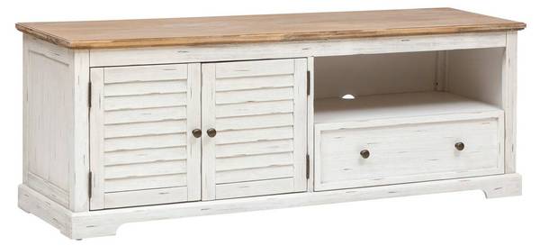 TV-Schrank OLBIA Weiß - Massivholz - 40 x 50 x 140 cm