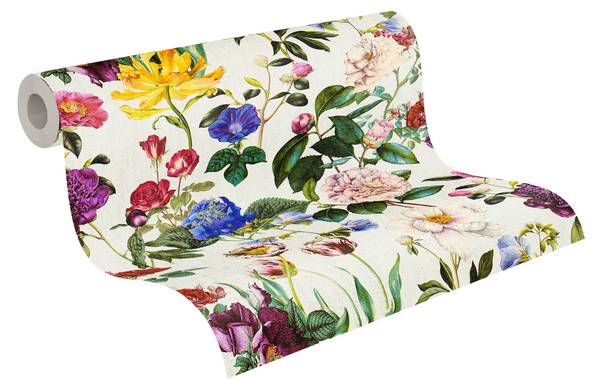 Selbstklebende Tapete Flowers Beige - Fleece - Vinyl - 52 x 250 x 1 cm