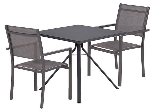 Bistroset Moon 3 delig grijs - aluminium - 80 x 91 x 180 cm