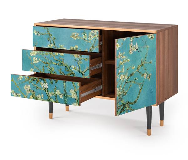 Sideboard S3 Walnuss Blau - Holzwerkstoff - 115 x 84 x 41 cm