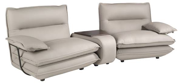 Canapé 2 places cuir gris taupe Gris - Pin - Noyer - Acier inoxydable - 282 x 93 x 93 cm