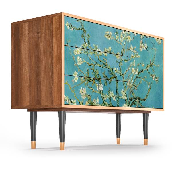 Sideboard S3 Walnuss Blau - Holzwerkstoff - 115 x 84 x 41 cm