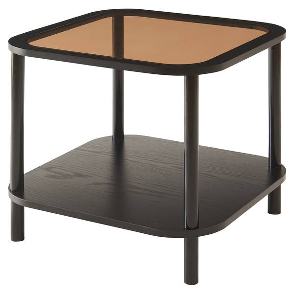 Table d'appoint Latama Noir - Marron - Bambou - Bois manufacturé - Verre - 51 x 45 x 51 cm