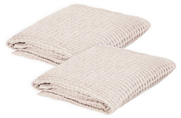 Handtuch VAFFEL 2er-Set Beige - Textil - 70 x 1 x 130 cm