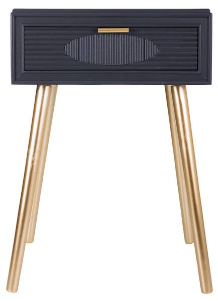 Nachttisch Nia Grau - Holz teilmassiv - 47 x 67 x 39 cm