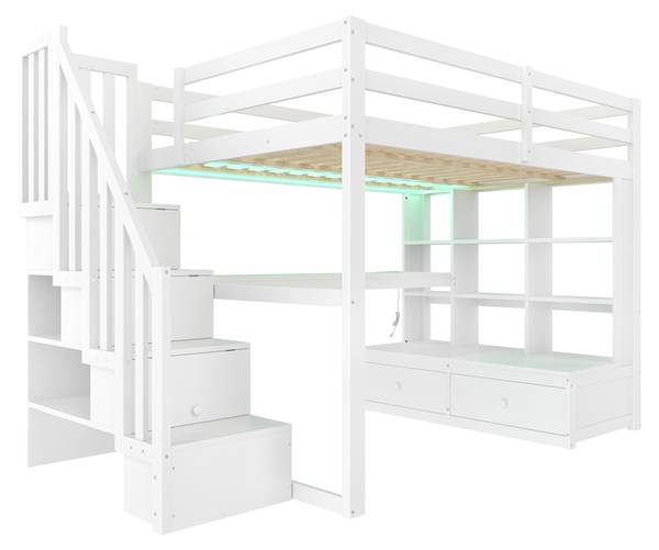 Hochbetten K-754 Weiß - Holzwerkstoff - 140 x 163 x 200 cm