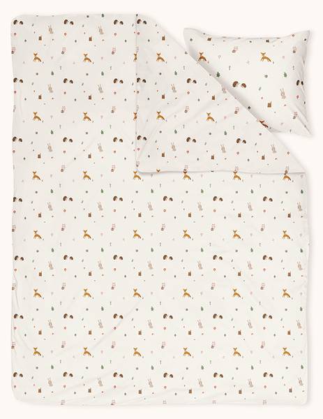Bettwäsche Set WOODLAND 2 tlg Weiß - Textil - 120 x 1 x 150 cm