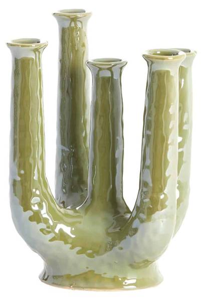 Vase Leonjo Grün - Steingut - 14 x 25 x 20 cm
