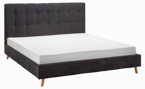Polsterbett RONJA Schwarz - Metall - Textil - Holz teilmassiv - 187 x 1 x 180 cm