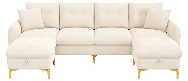 Ecksofa XUENI664 Ⅳ Beige - Chenille - 137 x 85 x 263 cm