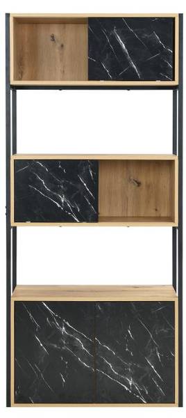 Bücherregal YELANIA Schwarz - Braun - Holz teilmassiv - 80 x 180 x 34 cm