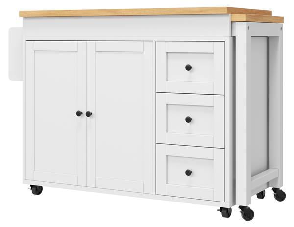 Kücheninsel Eos Ⅰ Braun - Weiß - Holzwerkstoff - Metall - 116 x 89 x 45 cm