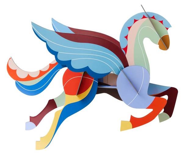 Wandobjekt Leuchtender Pegasus Naturfaser - Papier - 21 x 31 x 45 cm