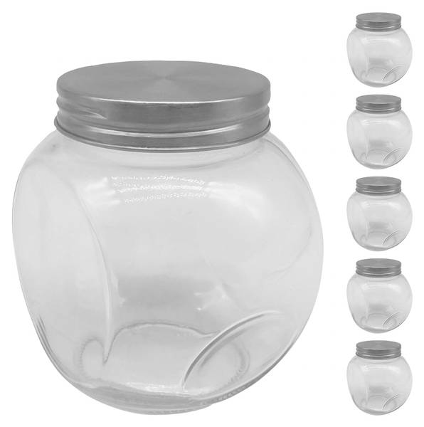 Bonbonglas 6er Set 480 ml Silber - Silikon - 11 x 11 x 8 cm