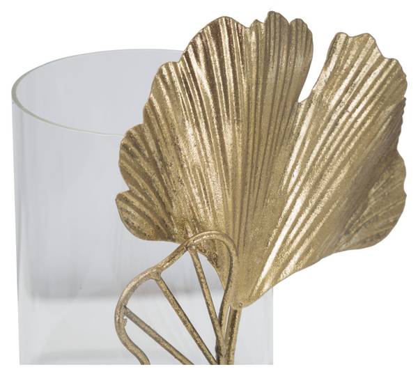 Kerzenständer Blatt 61 Gold - Eisen - 17 x 21 x 12 cm