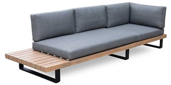 Gartenlounge Set ST. BARTH Grau - Flachgewebe - Polyester - Akazie - 255 x 67 x 73 cm