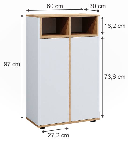 Meuble salle de bain Didi 47669 Blanc - Bois manufacturé - 60 x 97 x 30 cm