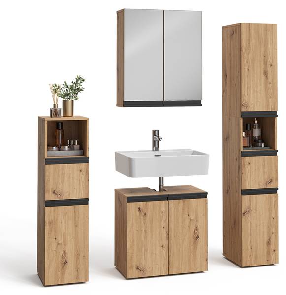 Badmöbel-Set Torren 59596 Braun - Holzwerkstoff - 60 x 58 x 35 cm
