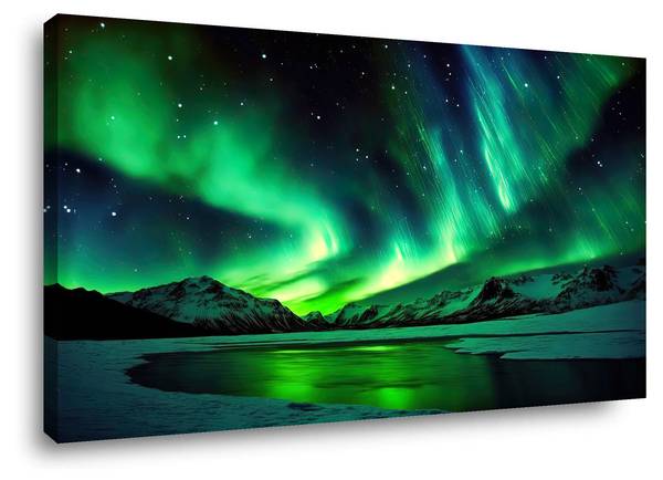 Leinwandbild Nordlicht Textil - 80 x 60 x 2 cm
