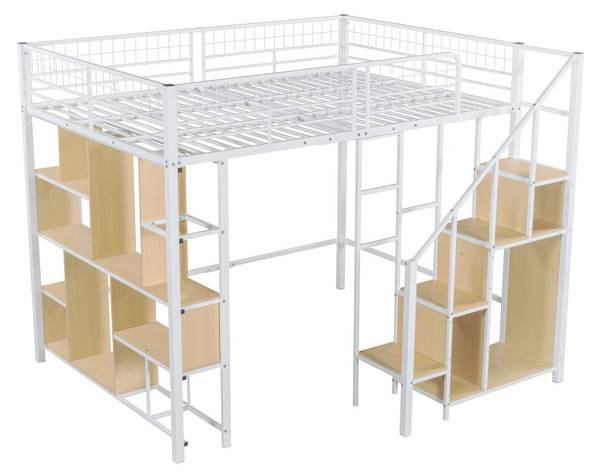 Multifunktionales Hochbett-BB1057 Weiß - Metall - 184 x 170 x 208 cm