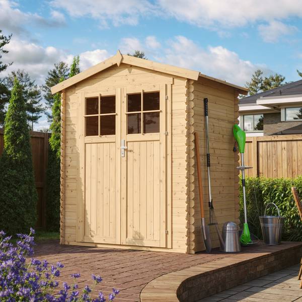 Gartenhaus mit Boden M367F+M367G Beige - Fichte - 180 x 224 x 130 cm