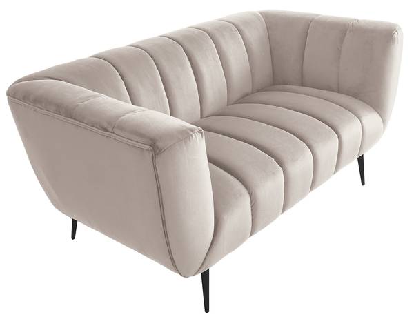 Sofa NOBLESSE Beige - Schwarz - Polyester - Samt - 165 x 80 x 90 cm