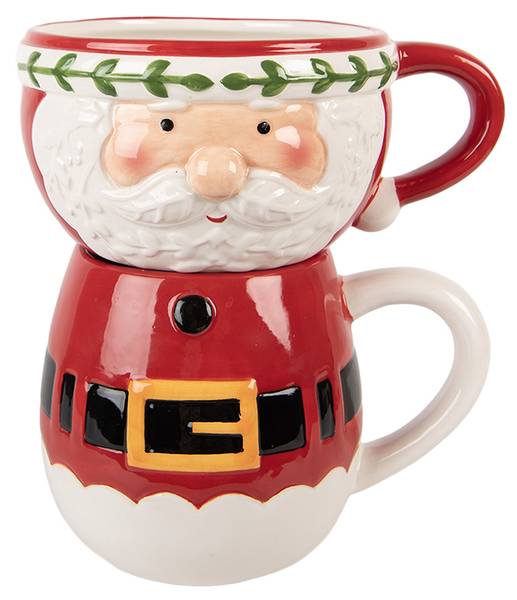 Mok Kerstman Rowan&Cups rood - keramiek - 12 x 17 x 15 cm