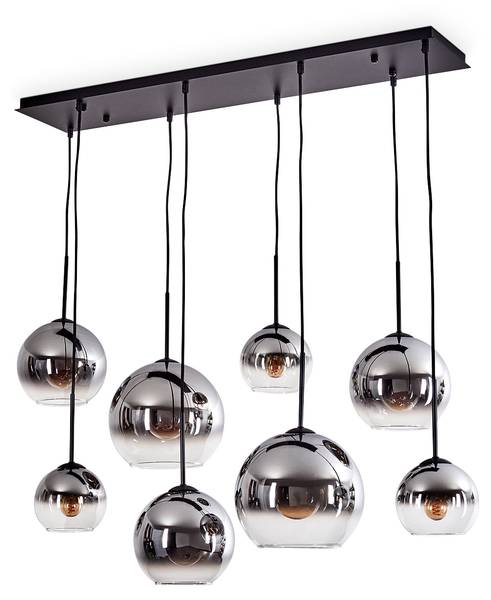 Deckenleuchte Cesaro Grau - Silber - Aluminium - Klarglas - 80 x 147 x 100 cm