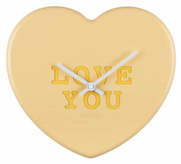 Wanduhr Heart Candy Gelb