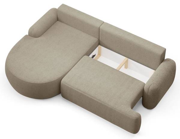 Rundes Ecksofa CLEO  mit Schlaffunktion Beige - Polyester - 264 x 89 x 172 cm