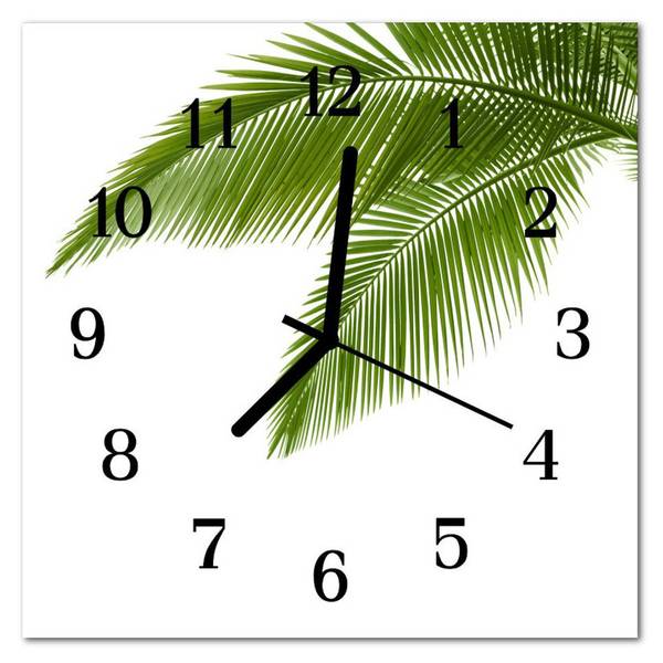 Wanduhr Palmenblätter grün Grün - Glas - 30 x 30 x 1 cm