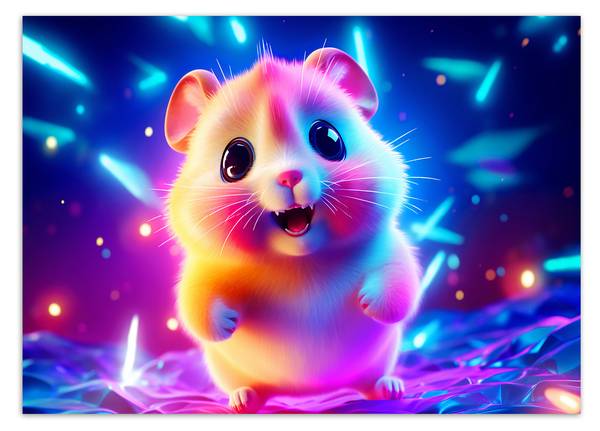 Papier peint, Hamster en néon 150 x 105 cm