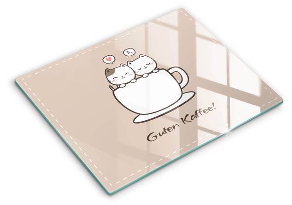 Schneidebrett Motiv: Guten Kaffee! Beige - Glas - 40 x 52 x 1 cm