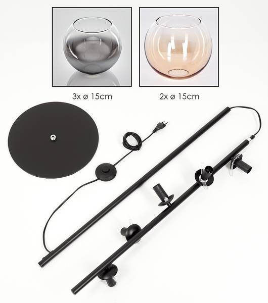 Stehlampe Cesaro Braun - Grau - Metall - 17 x 160 x 83 cm