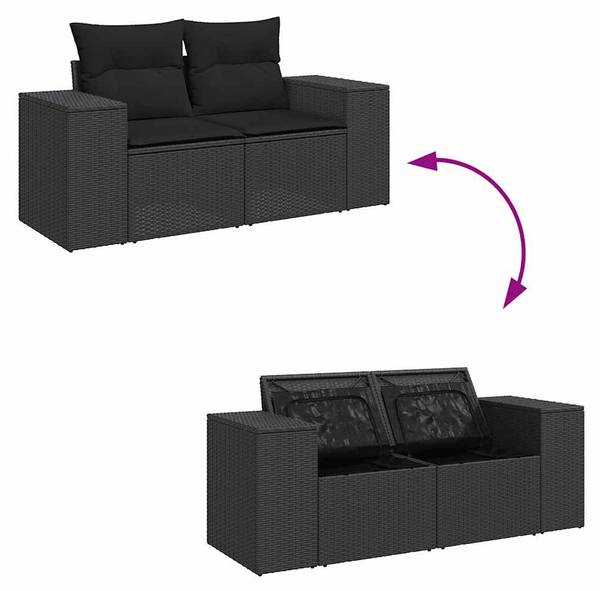 Garten-Lounge-Set 3037213-1 (10-teilig) Schwarz